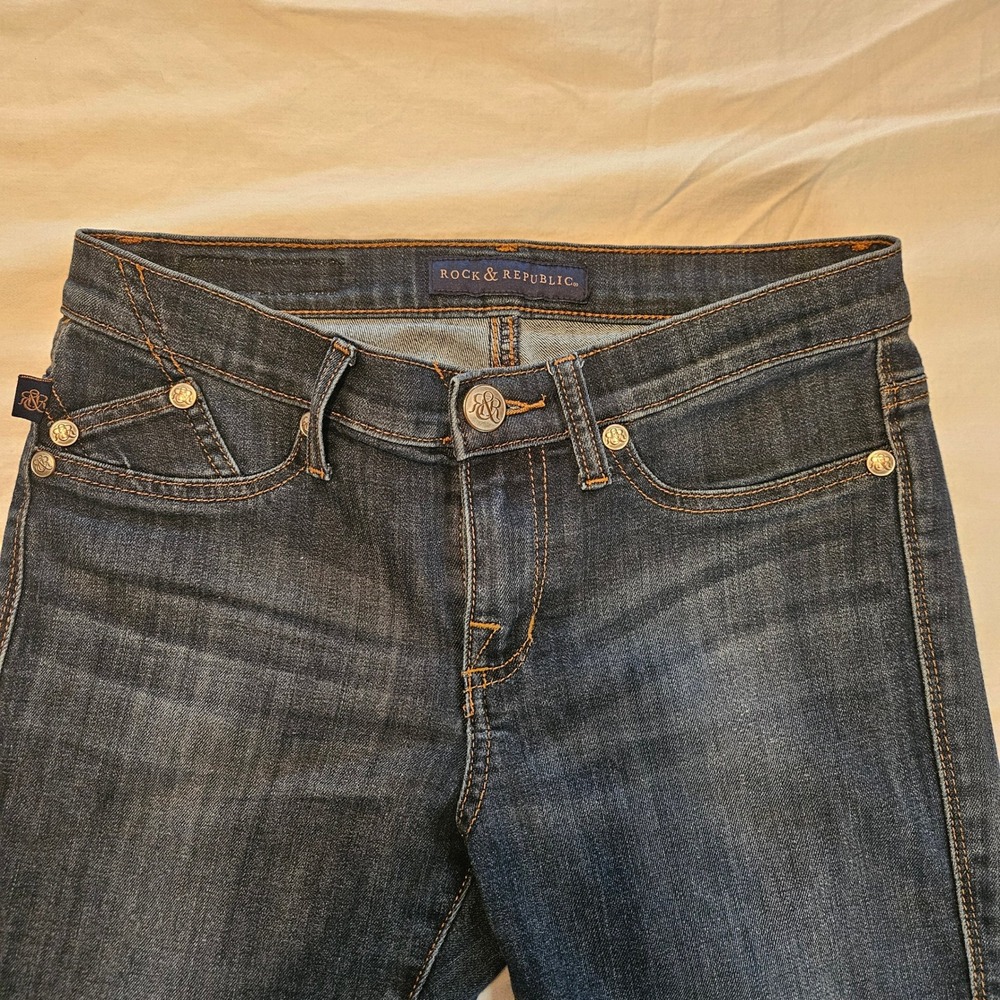 Rock & Republic Kashmiere Skinny Jeans Dark Wash Studded Blue Womens‎ 6M R010232